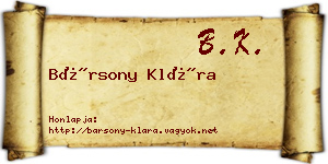 Bársony Klára névjegykártya