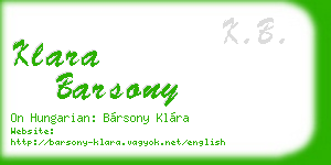 klara barsony business card
